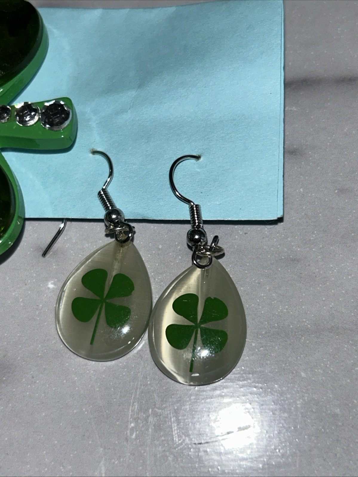 Four-Leaf Clover Earrings And 3 Leaf Pin St. Patrick’s Day Theme