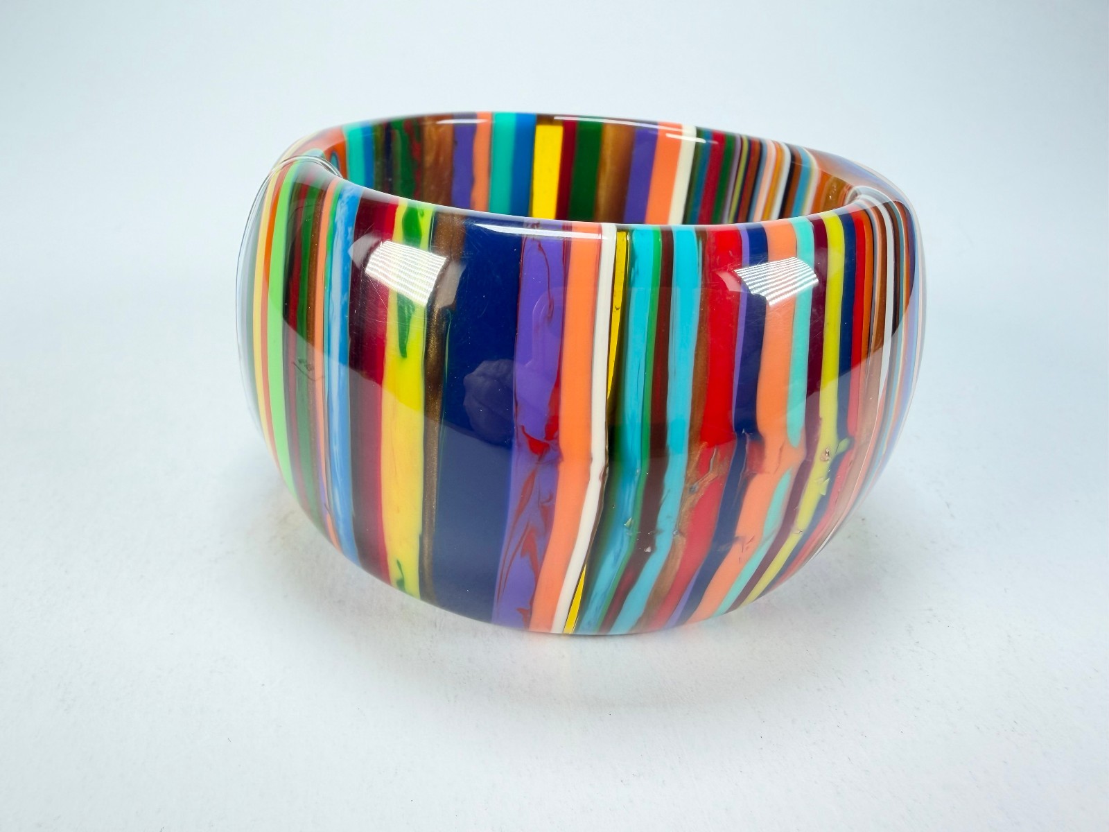 Jackie Brazil Tiger Liquorice Allsorts w/Cat Eye Mix Colours 5cm Resin Bangle
