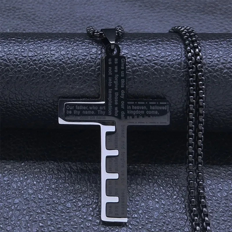 Stainless Steel Titanium Steel Plating Pendant Cross Prayer Necklace