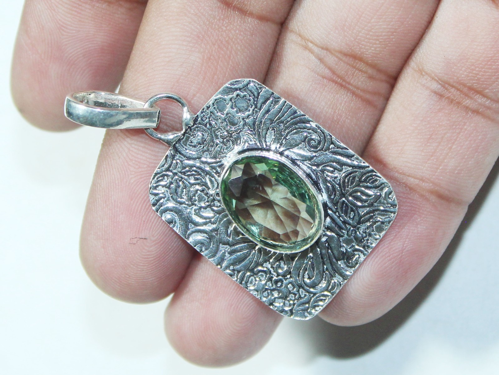 Hydro Green Amethyst Gemstone Handmade Pendant Jewelry Pendant Size 1.5 Inches