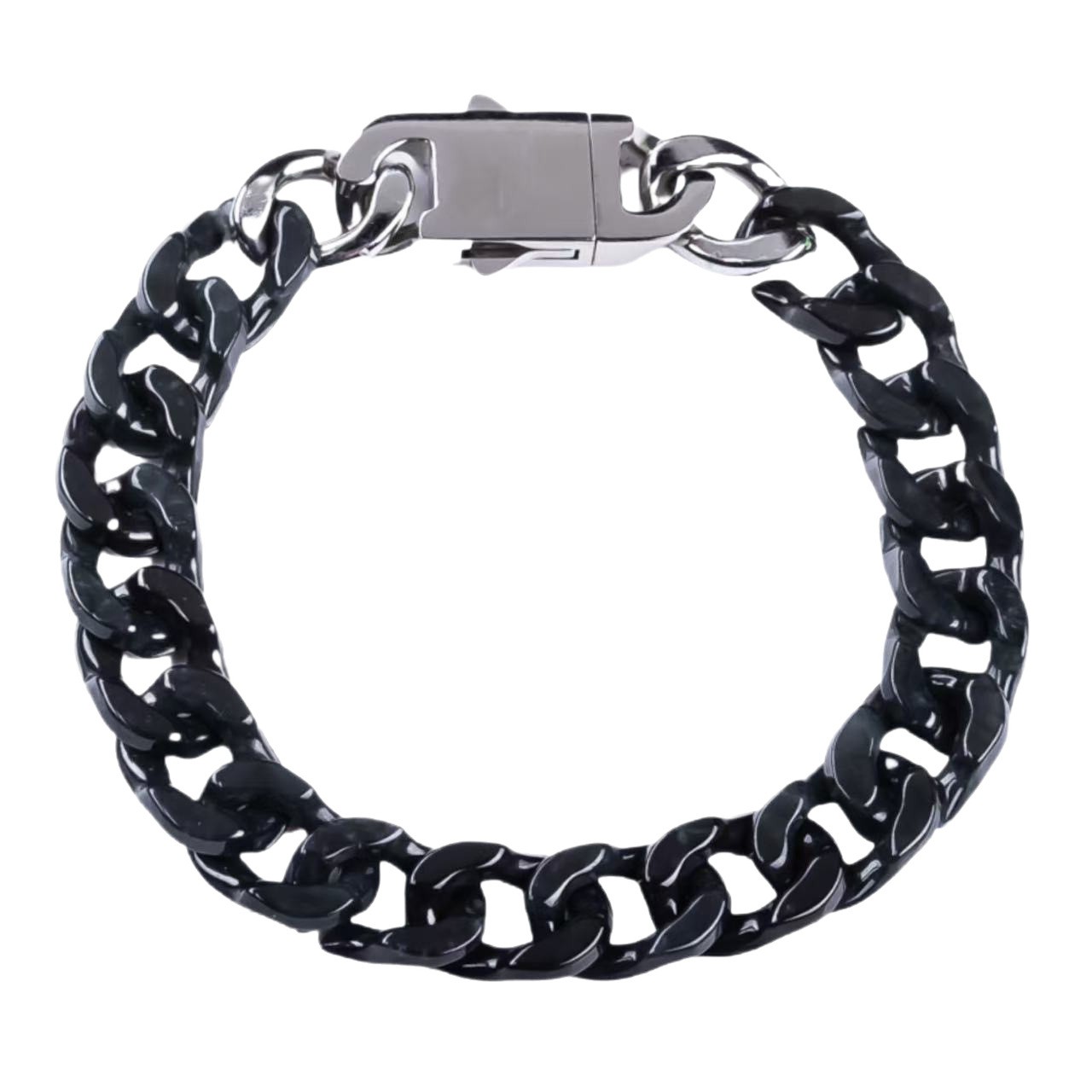 Natural Jadeite A-grade Jade Black Chicken Cuban Chain Men’s Women’s Bracelet