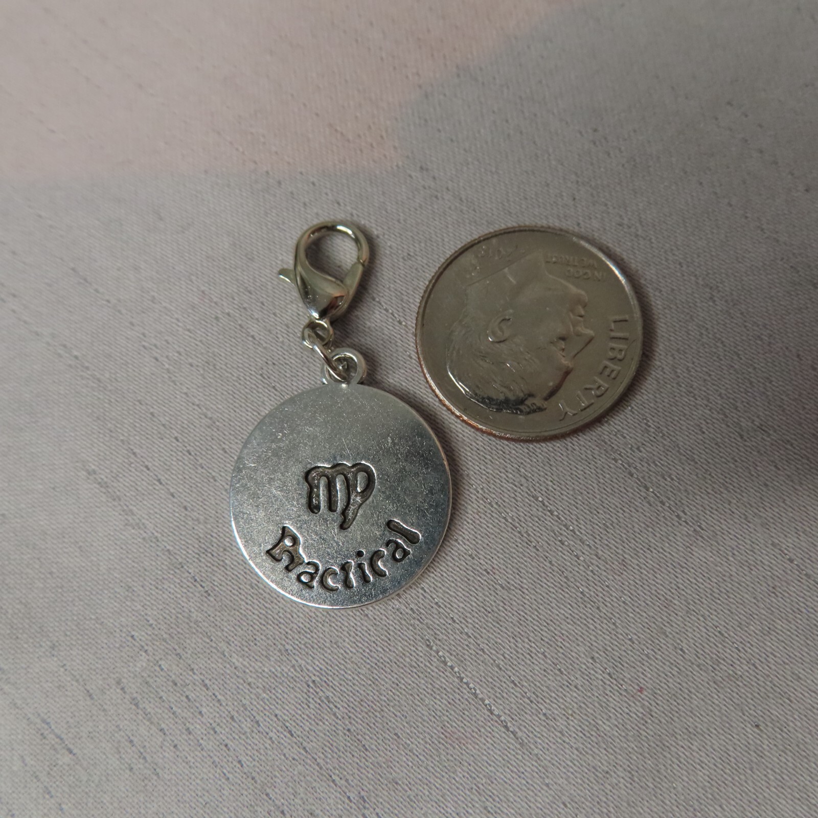 VIRGO Zodiac Sign Charm Zipper Pull Keychain Add On Clip Silver Tone Horoscope