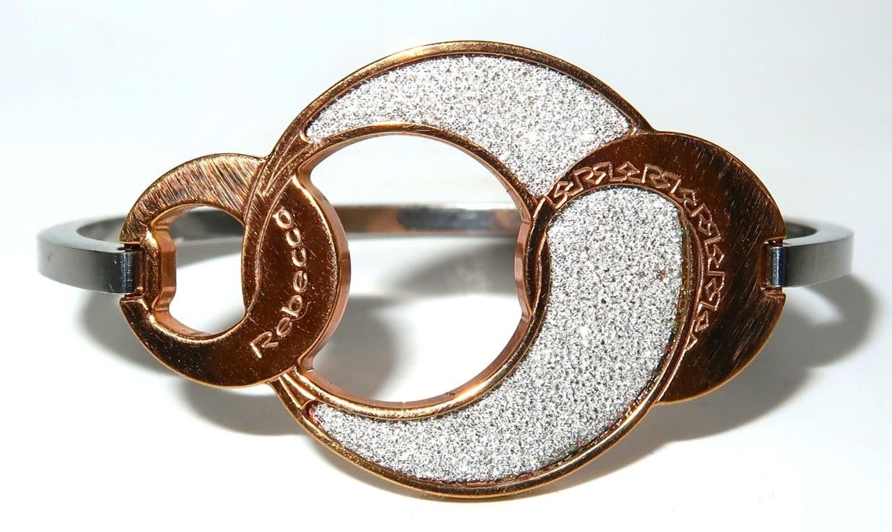 REBECCA Made in Italy Circles of Love Two-Tone Rose Gold, Silver Bracelet 2 3/8″