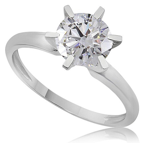 2.10 Ct Round Solitaire Engagement Wedding Ring in Solid 14k White Gold