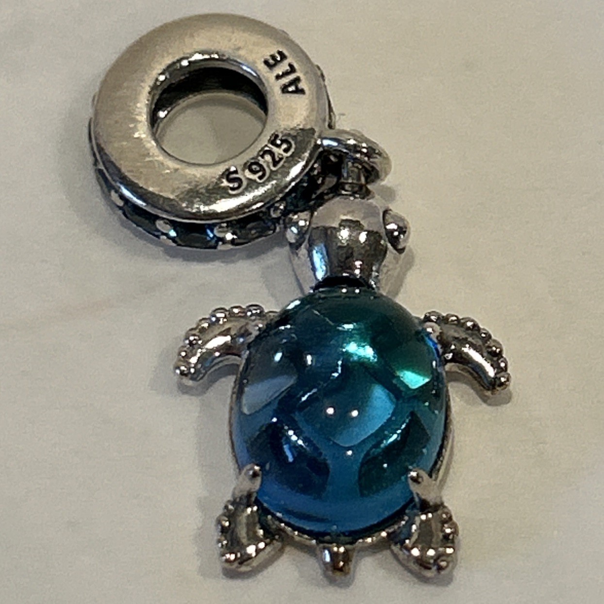 Pandora Blue Murano Glass Sea Turtle Dangle Charm