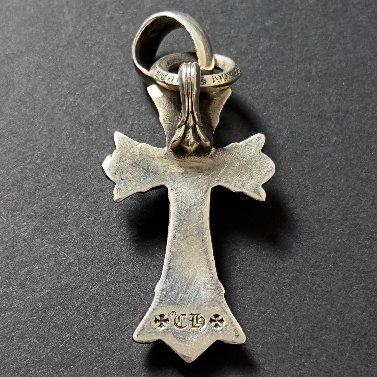 Authentic Chrome Hearts Double Cross With Bale Pendant 925 Sterling Silver