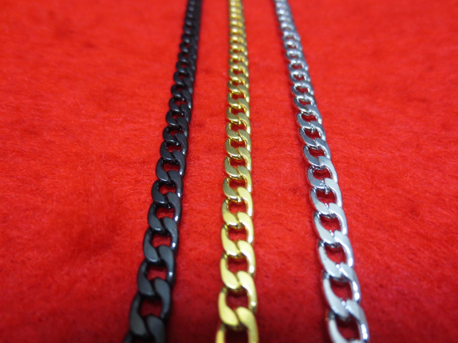 16″-48″ Men Stainless Steel Gold-Silver-Black -Plated, 5mm Curb Cuban Chain
