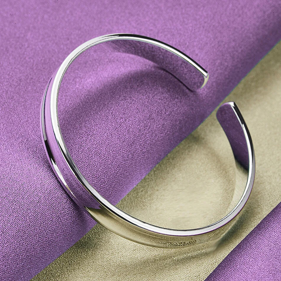 CHSHINE 925 Sterling Silver 8mm 12mm Adjustable Bracelet Bangle Jewelry Sets