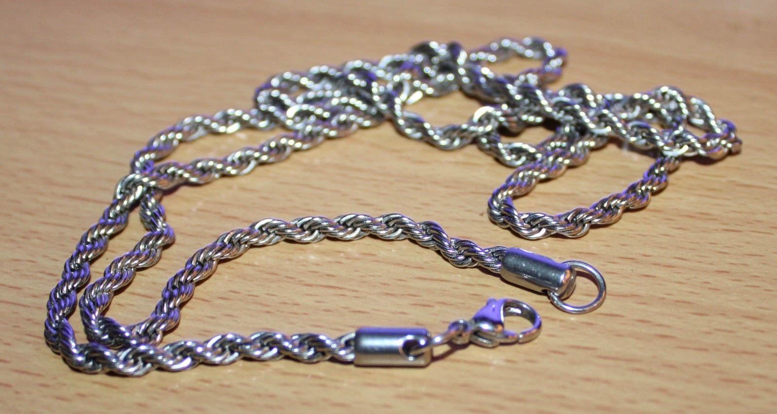 3.5 mm Solid Stainless Steel Rope Chain Necklace 28.5″ 25 Grams Total Weight New