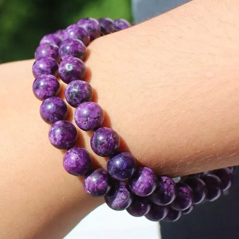 Natural Charoite Purple Stone Beads Healing Stretch Bracelet Handmade Gemstone