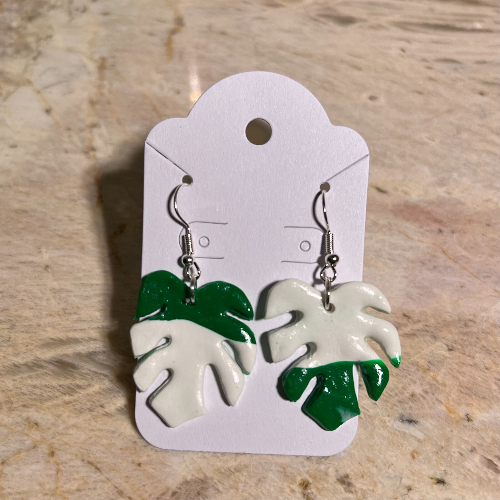 MONSTERA CLAY EARRINGS HANDMADE, GLAZED GREAT GIFT IDEA (SELECT FROM PHOTOS) #1