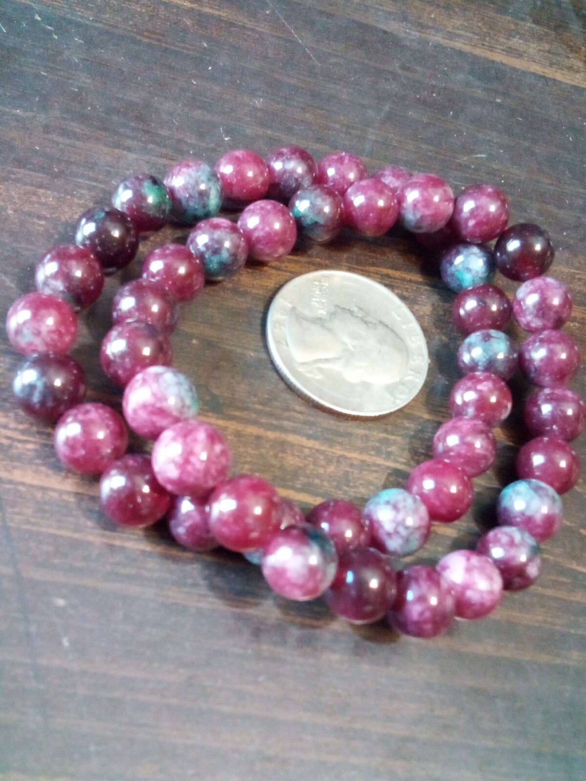 Crystal Ruby With Zoisite Beaded Bracelet 8mm Lot Of 2
