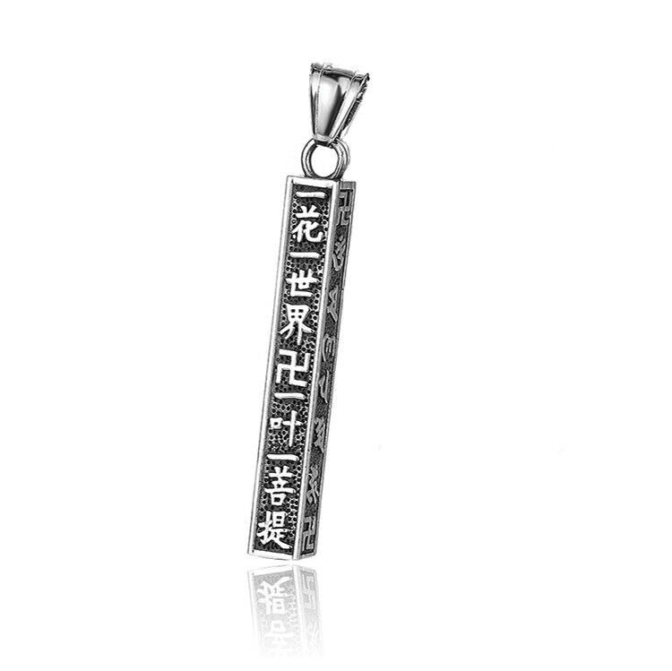 Men Women Boy Buddhist Lucky Protection Amulet Pendant Stainless Steel Necklace