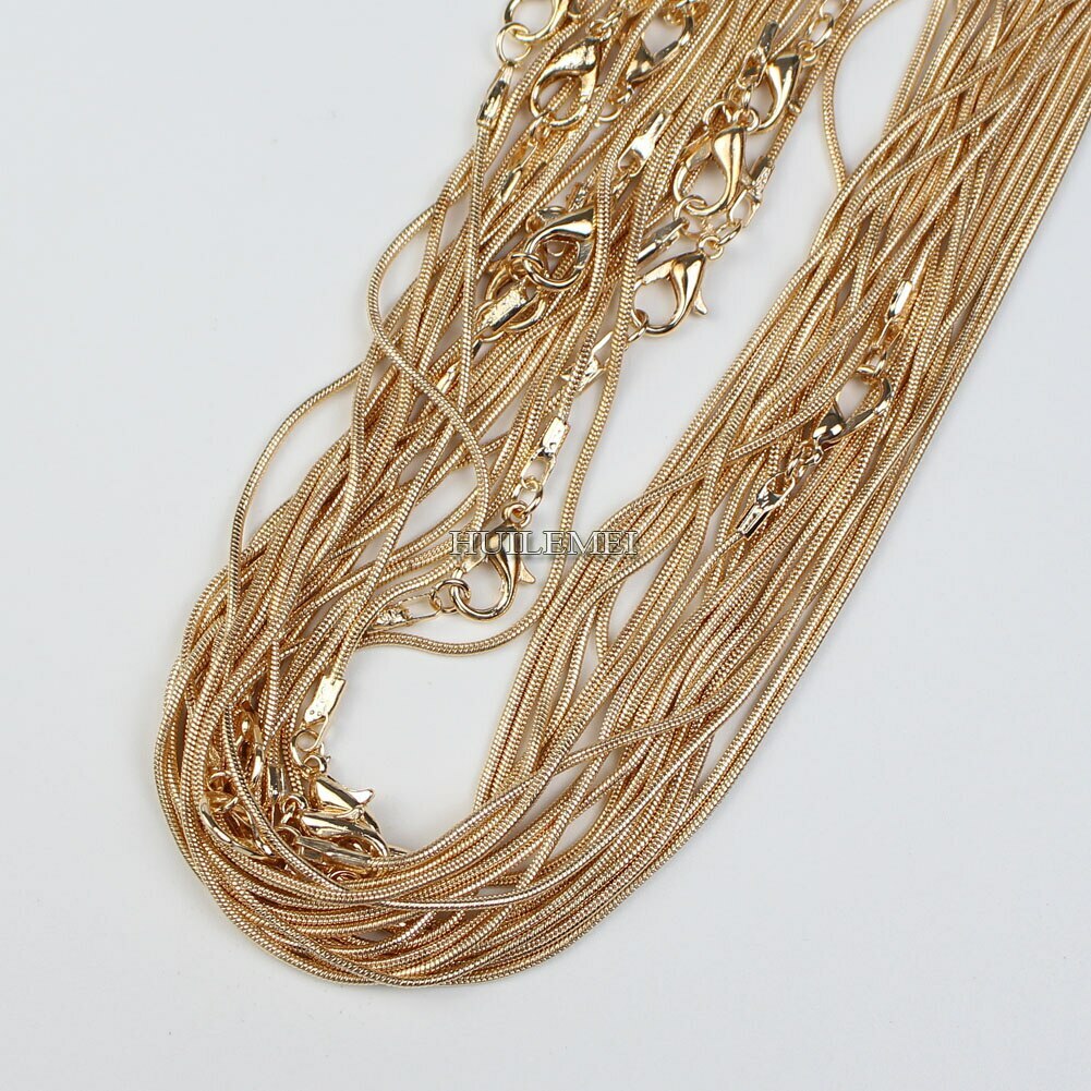 5pcs Silver / Gold Color 1.2mm Snake Chain Necklaces for Women 16″ 18″ 20″ 24″