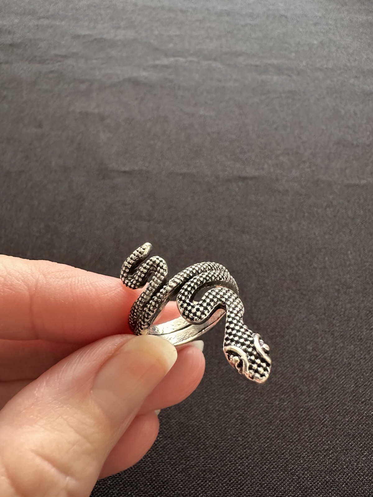 3 Three Snake Gothic Halloween Silver Tone Metal Adjustable Rings Intertwined