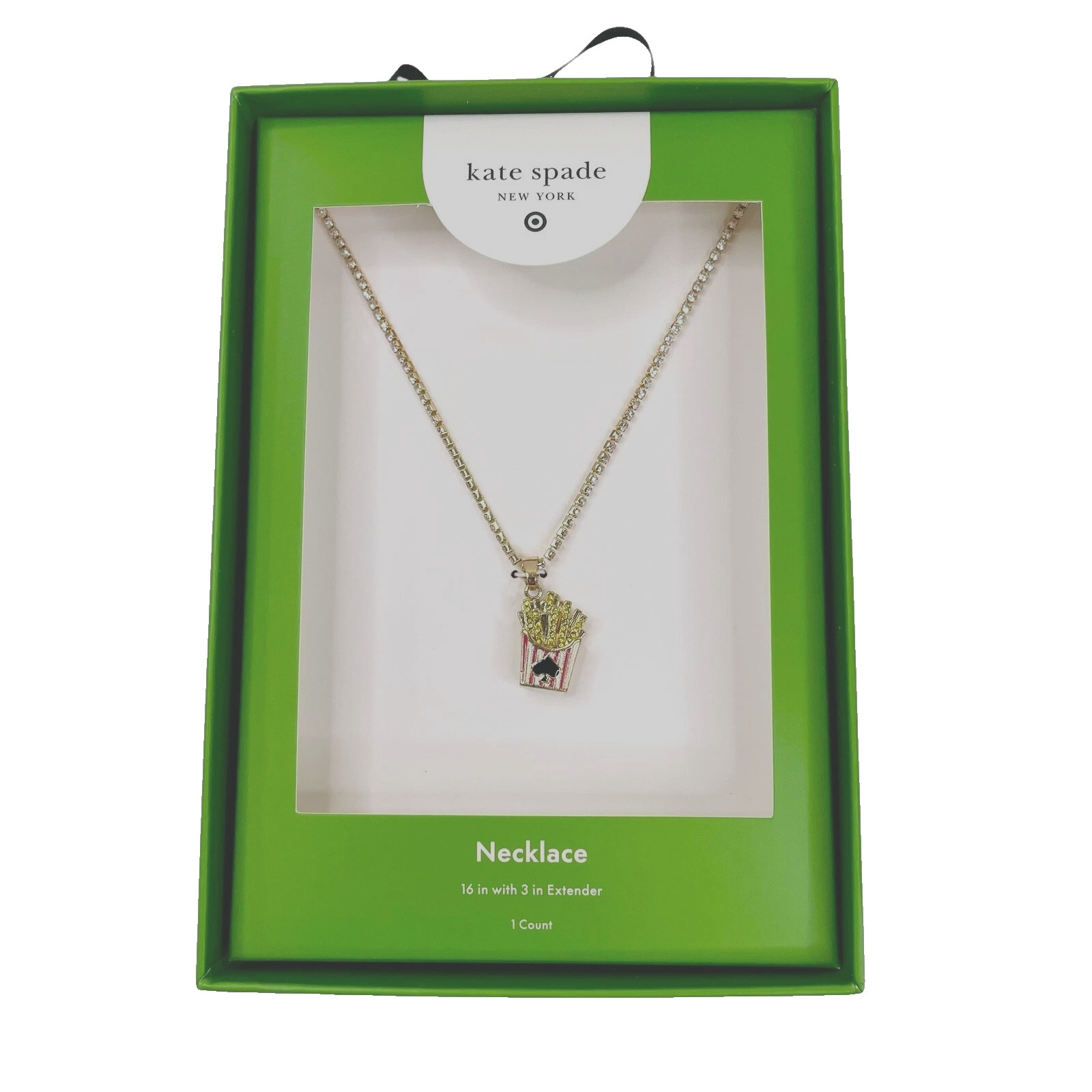 kate spade new york x Target French Fry Charm Tennis Necklace Rhinestones Sealed