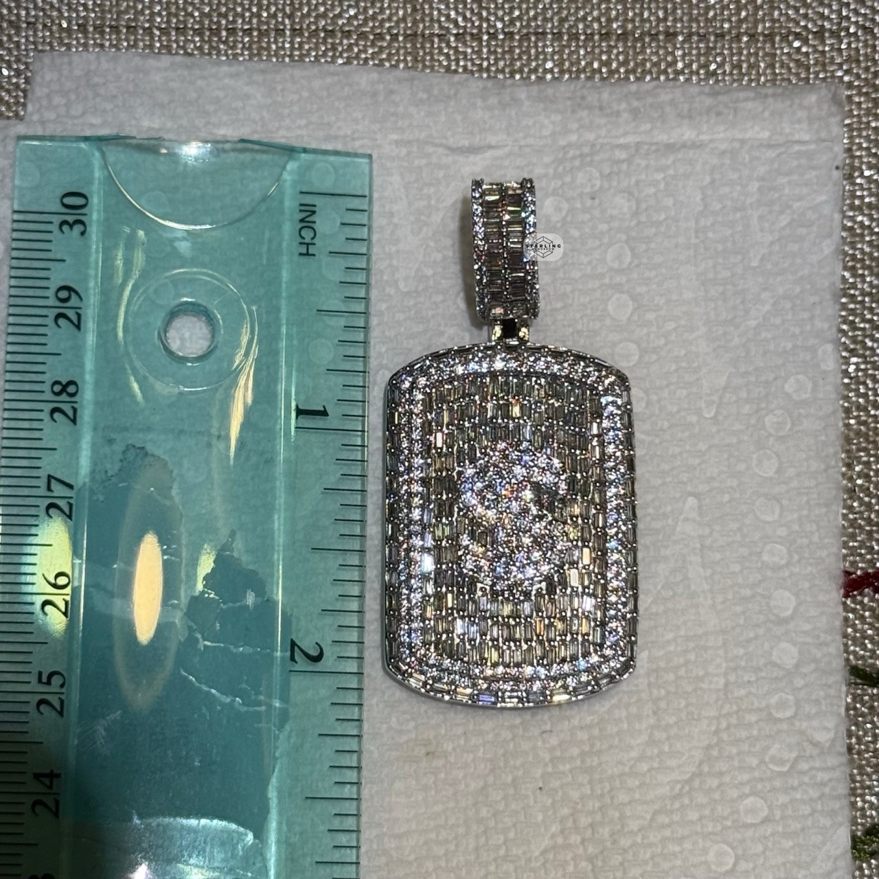 14k Gold Plated Iced Money Dog Tag Hip Hop Mens Pendant + Steel Rope Chain