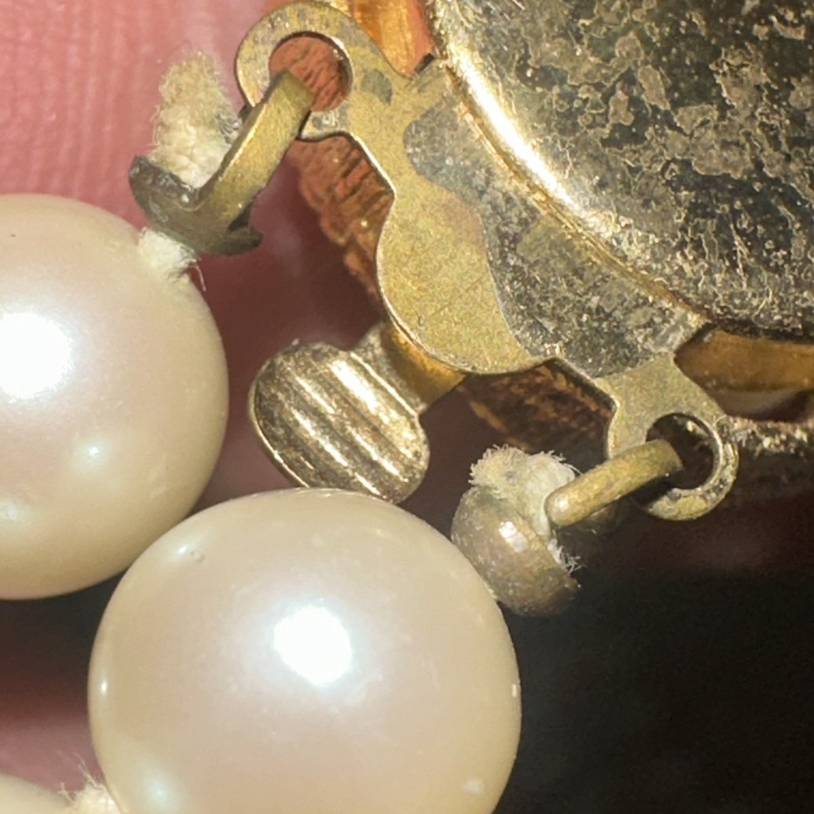 Double Strand Ivory Faux Pearl Beaded Necklace, Gold Tone, Box Clasp, Japan
