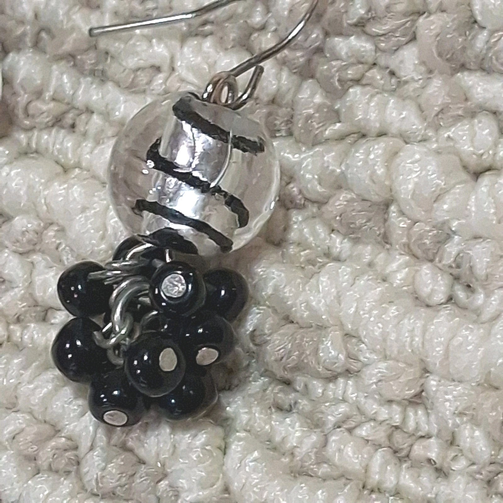 Onyx Lucite Sphere Tiered Statement Pierced Jewelry Women Stylish Retro Earrings
