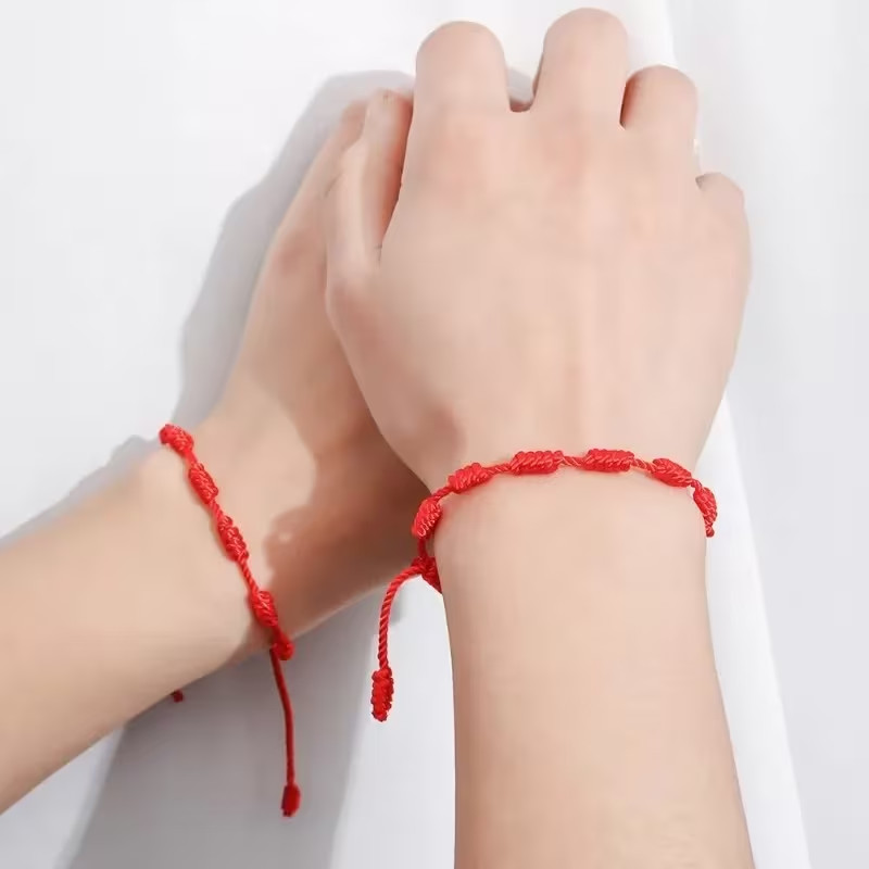 2Pcs Lucky Red String Bracelet Kabbalah Amulet 7 Knots Protection rope Man Women