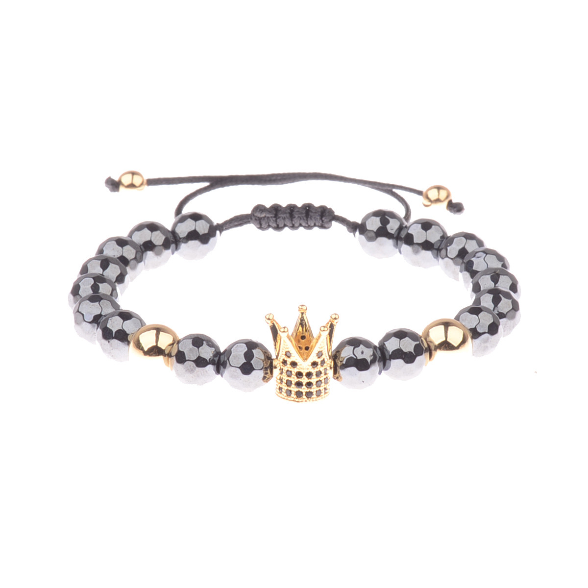 CZ King Crown Natural Stone Women Men’s Adjustable Bracelets Charm Jewelry Gift