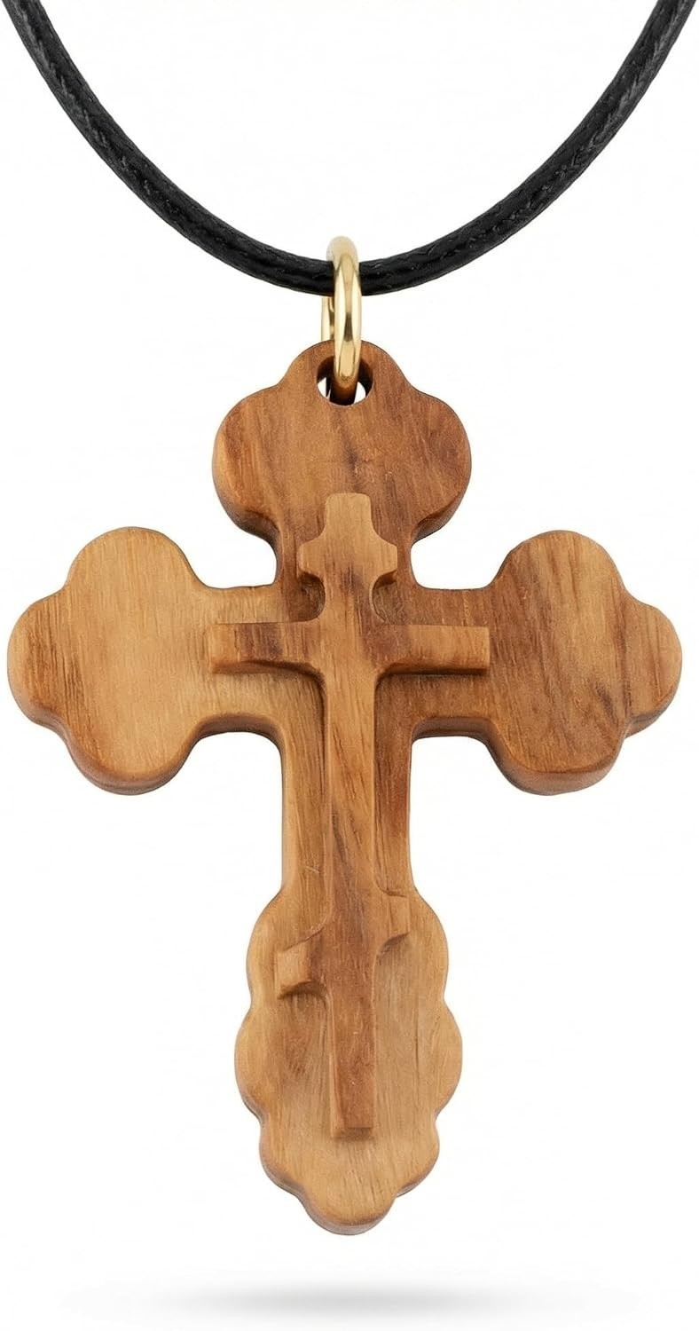 Handmade Olive Wood Cross Necklace – Elegant Faith Pendant Gift for Men & Women
