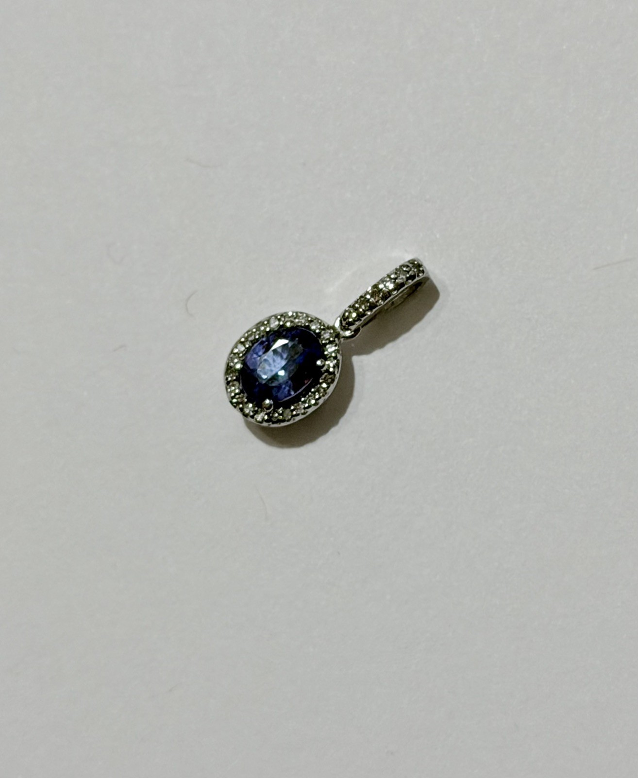 Tanzanite Effy Estate 14k White Gold Diamond Halo Stamped BH Oval Cut Pendant