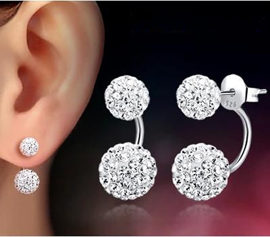 CHSHINE 925 Sterling Silver Fashion U Bend Shiny Shambhala Stud Earrings Jewelry
