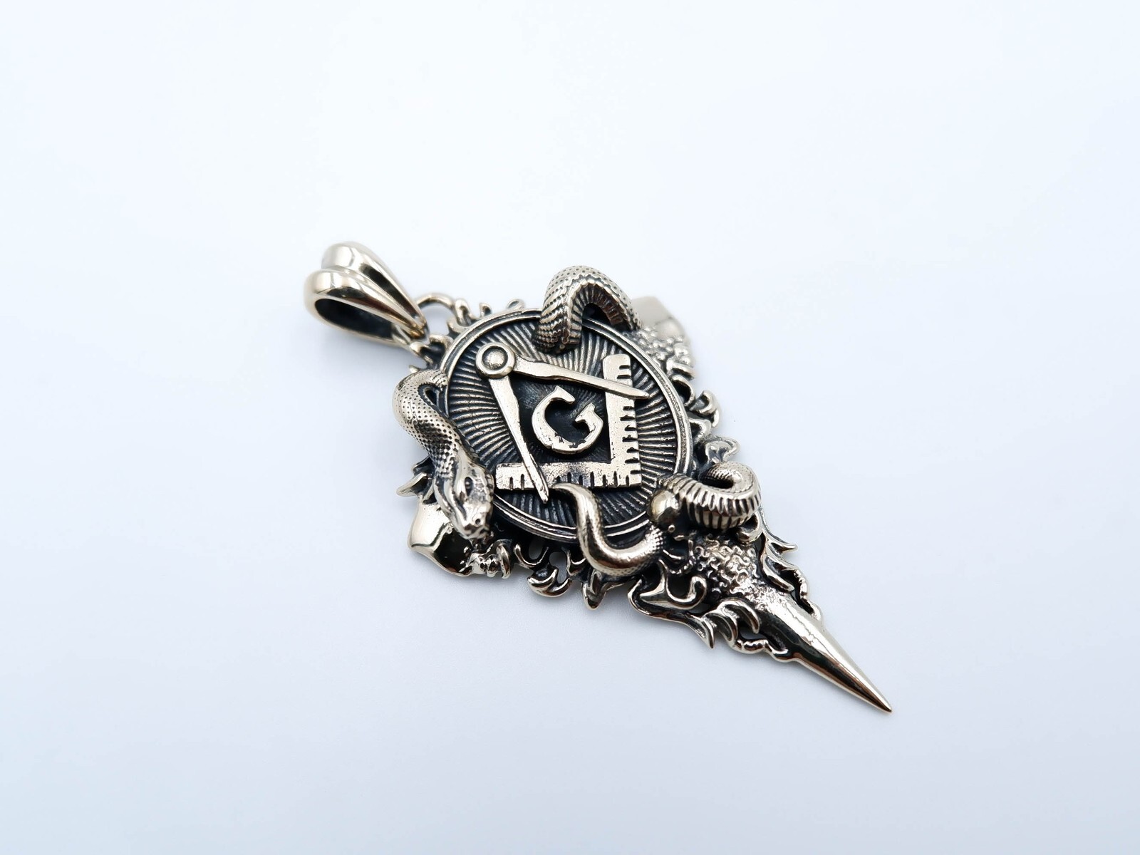 Freemason Masonic Pendant with Snake Master Brass Jewelry