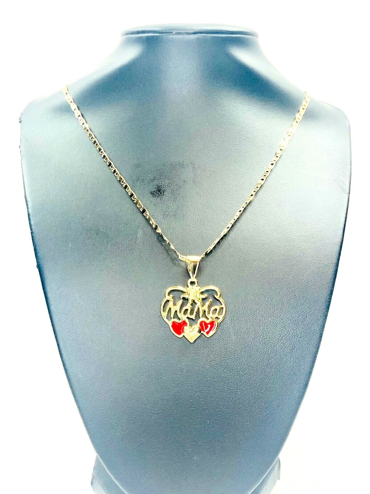 14k Gold Plated “Mama” Necklace Heart Pendant Cadena Corazon “Mama” 22in