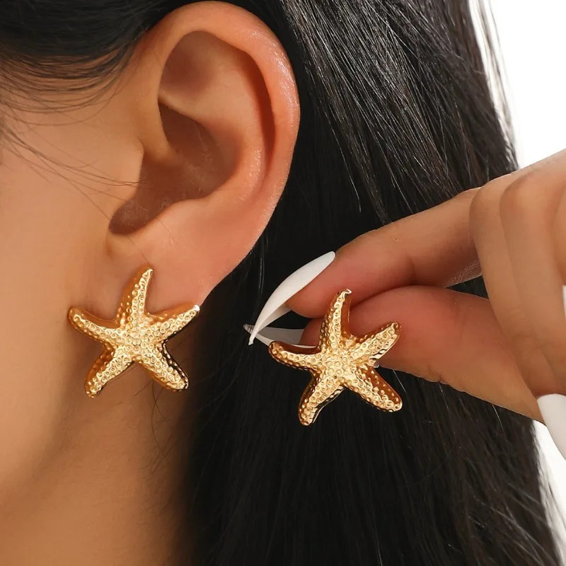 1 Pair Geometric Temperament Casual Starfish Bolt Earrings Summer Simple