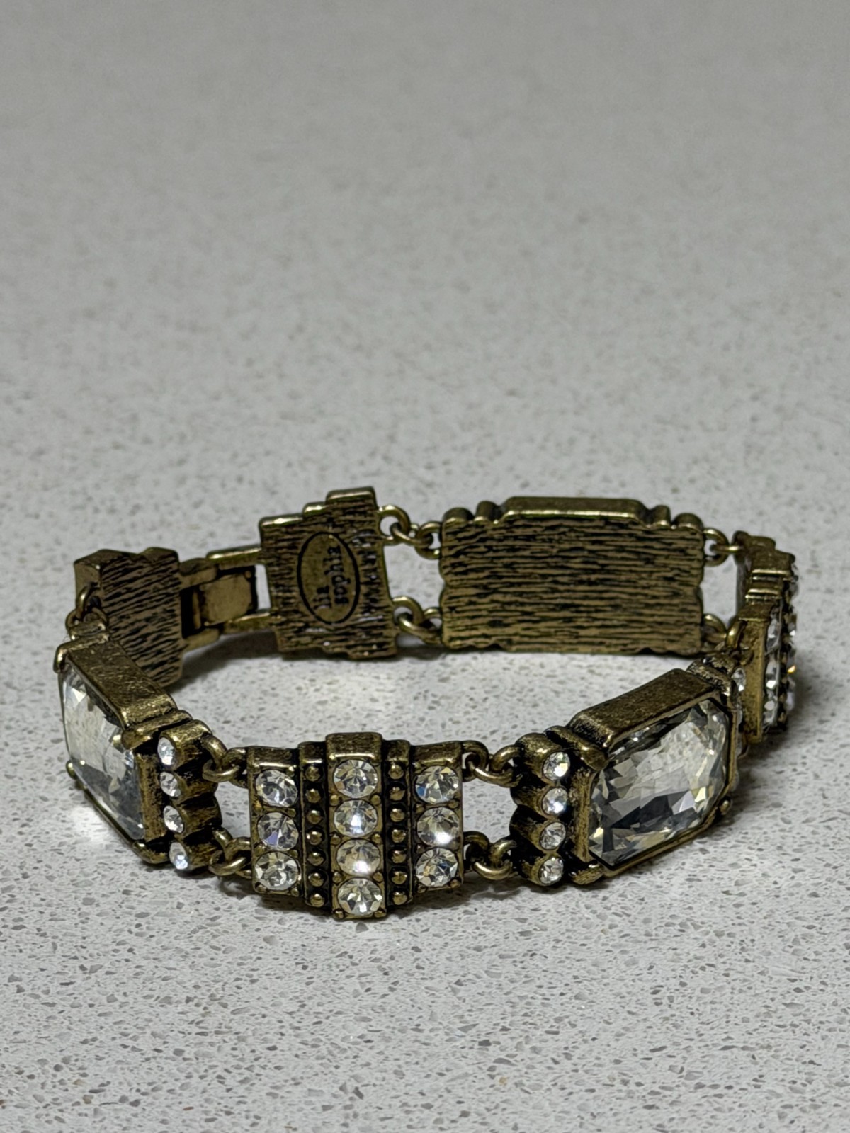 Vintage LIA SOPHIA Art Deco Crystal Statement Link Bracelet
