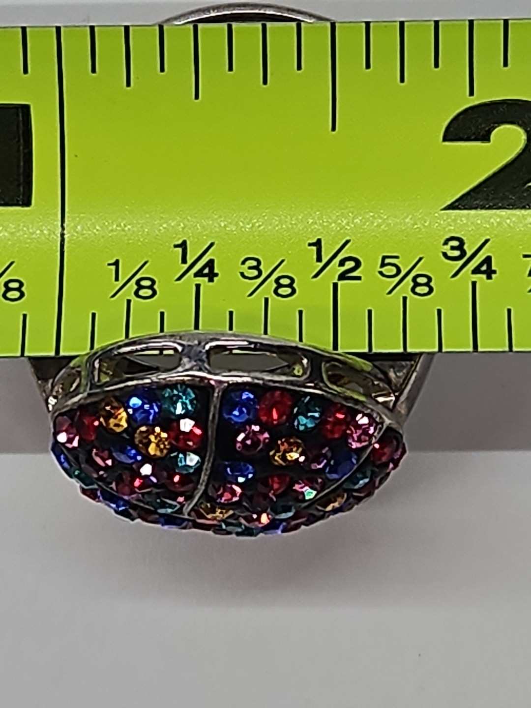 ATI BR CH Swarovski Multi Color Pave Bypass Crystal Ball Ring Size 8-(A4