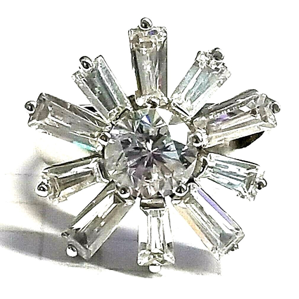 (SIZE 6,7,8,9) WINTER SNOWFLAKE RING Sparkling CZ Stones .925 STERLING SILVER