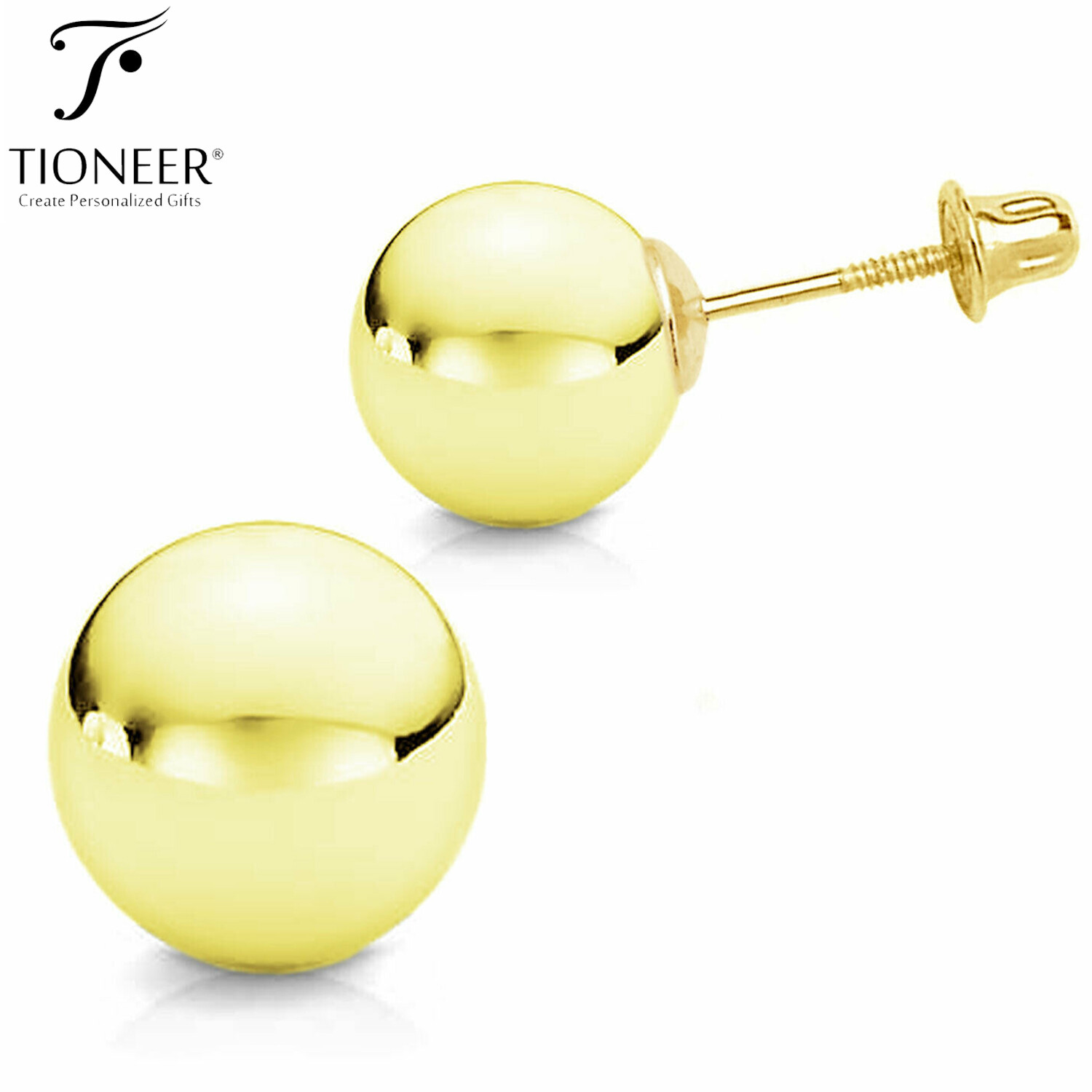 14K Gold Minimalist Round Hollow Ball Screw Back Ear Stud Earrings 2mm to 8mm