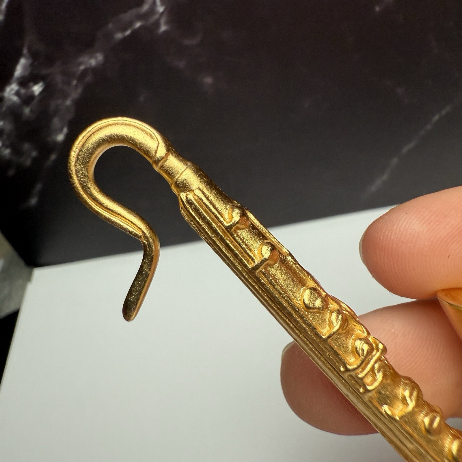 Signed KJL Gold Tone Saxophone Musical Instrument Brooch Pin Kenneth Jay Lane