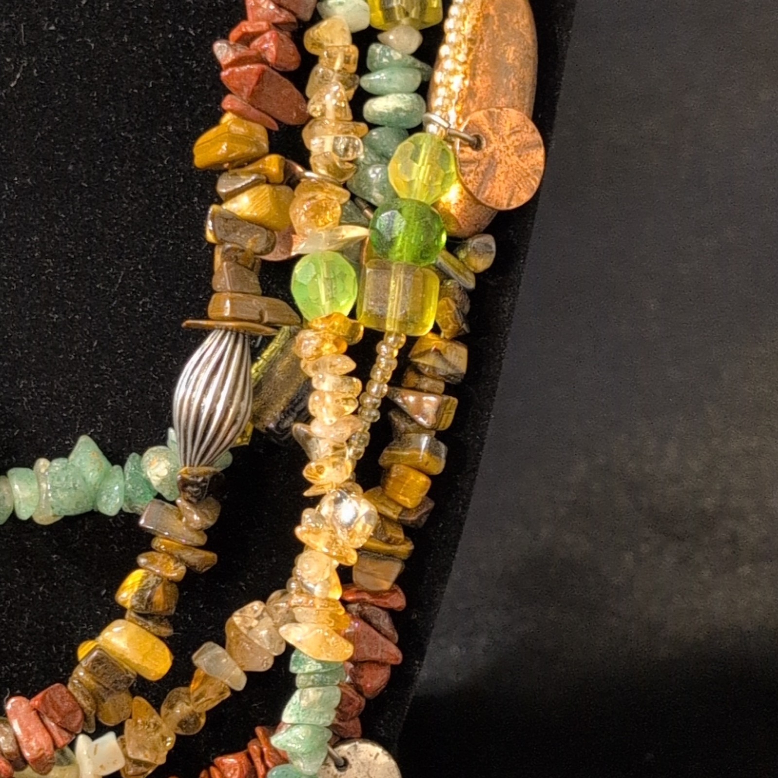 Chico’s Multicolor Beaded Layered Boho Necklace Adjustable Signed Lobster