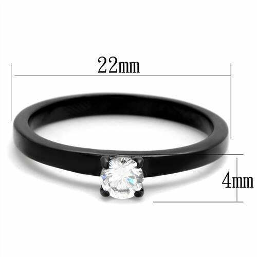 TK2016 – IP Black(Ion Plating) Stainless Steel Ring with AAA Grade CZ in Clear