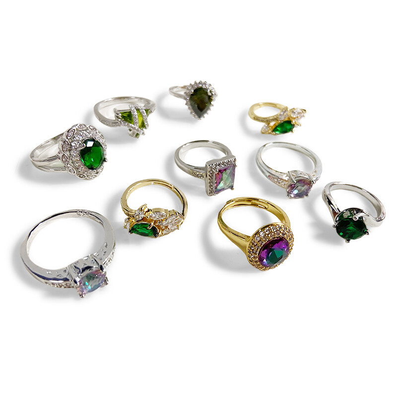 20/100Pcs Wholesale Bulk Lot Women’s Vintage Crystal Metal Jewelry Mixed Rings