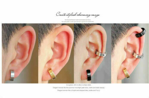 2pcs Stainless Steel Ear Cuff Helix Cartilage Clip On Wrap Earrings Non-Piercing