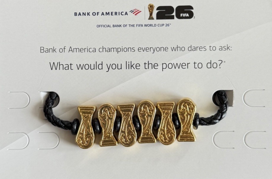 FIFA World Cup 26 Bank Of America RARE ALL GOLD TROPHY Charm Bracelet
