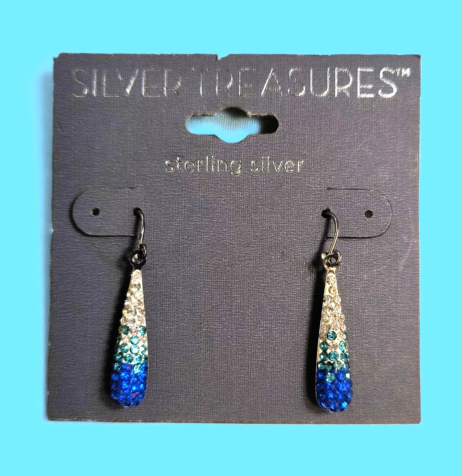 Silver Treasures New With Tags Sterling Silver Dangle/Drop Earrings Multicolor