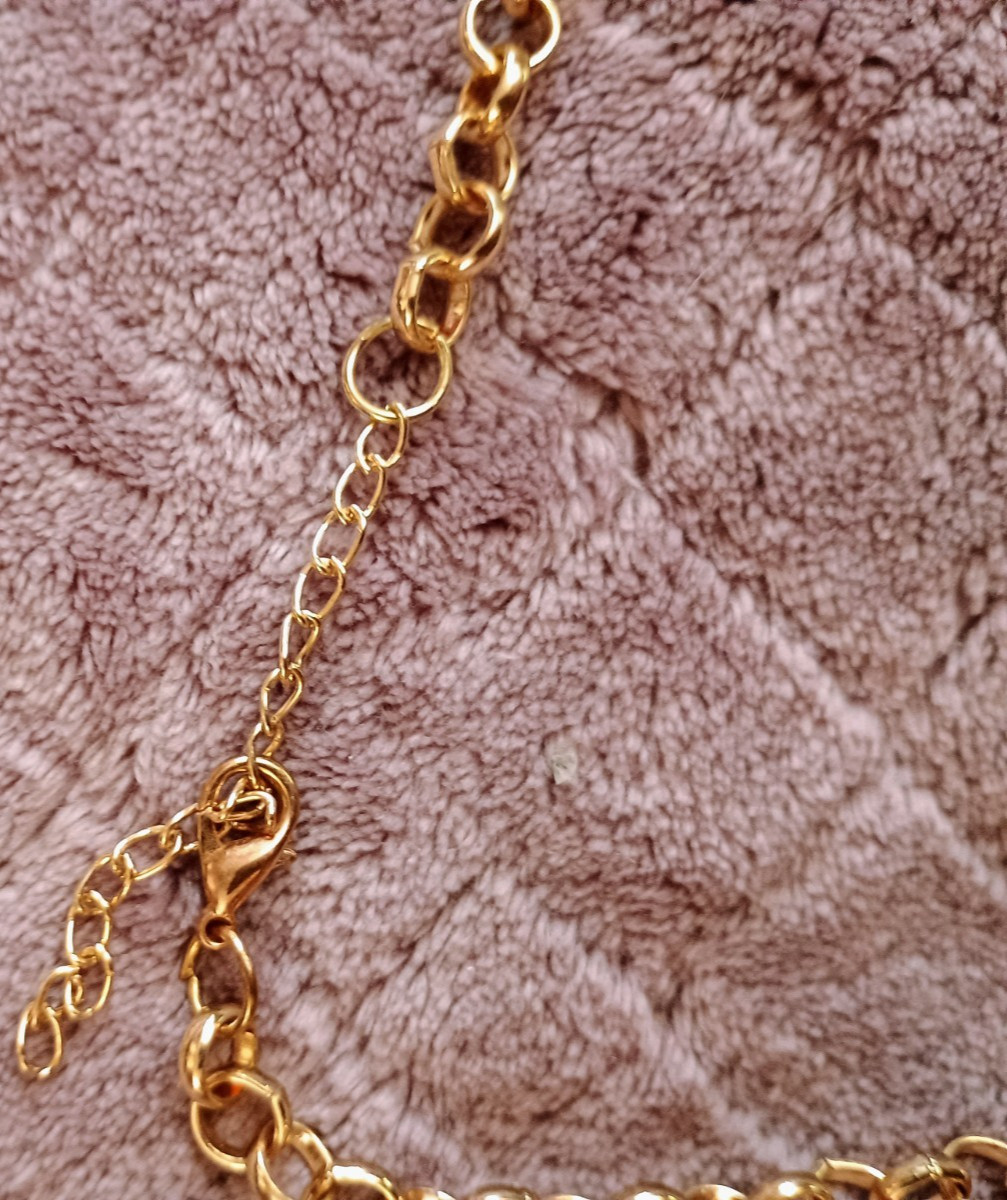 21″ Gold Tone Statement Necklace Clear Rhinestone Swirl Bib Adjustable