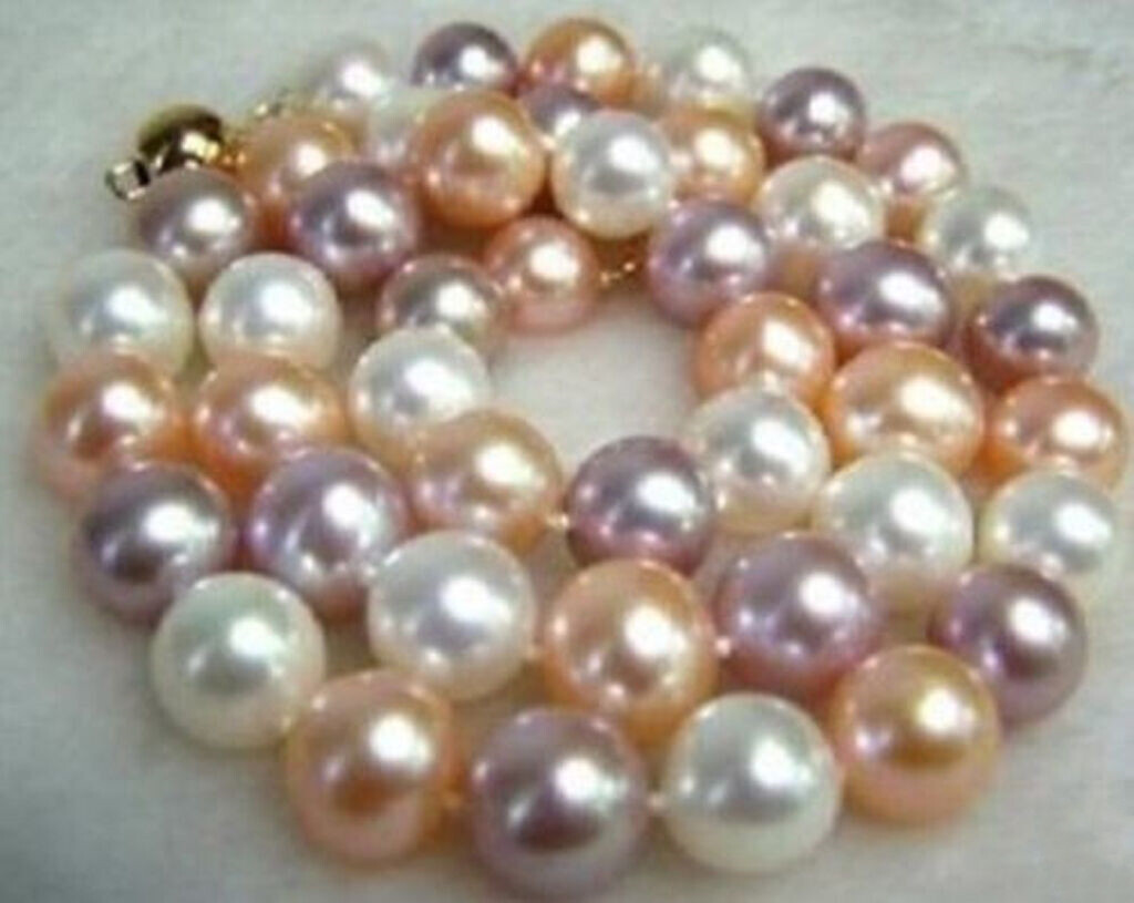 8mm Multicolor South Sea Shell Pearl Round Beaded Necklace 16-36 inches