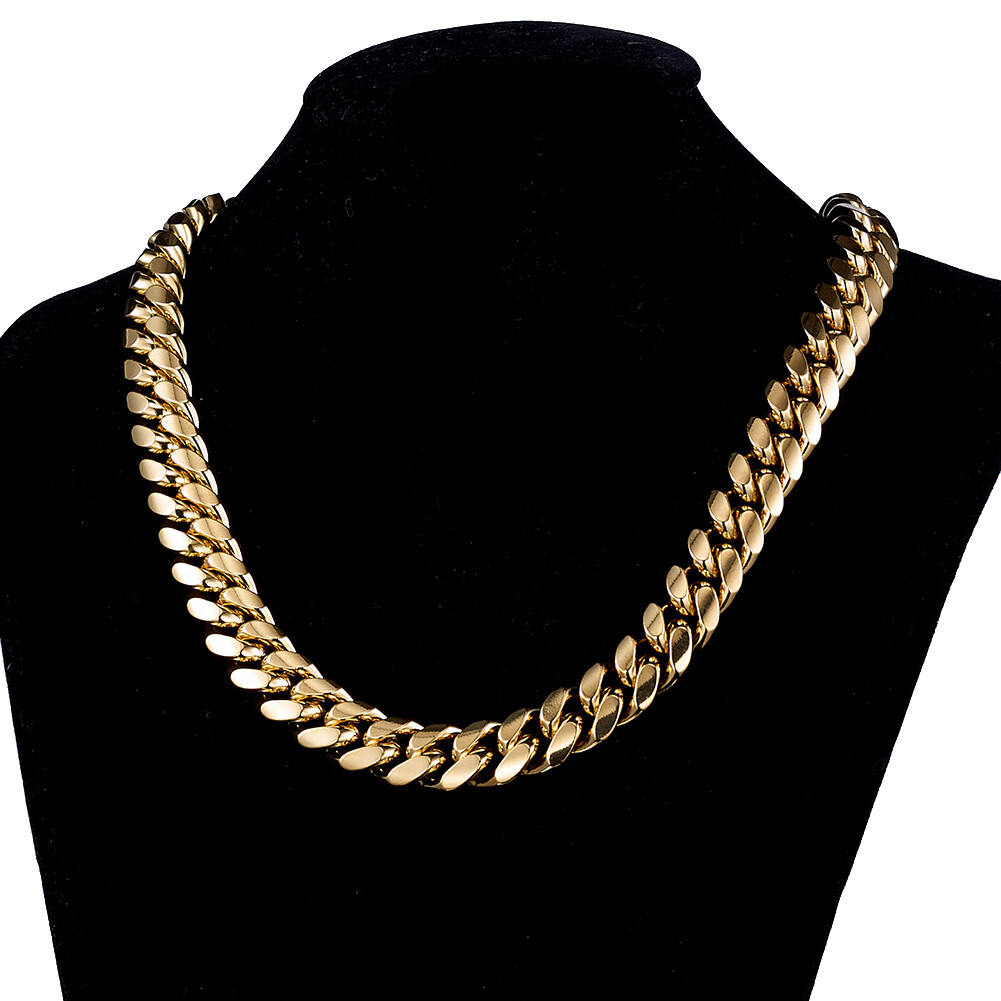 8mm-18mm Fashion Mens Chain Gold Miami Curb Cuban 316L Stainless Steel Necklace