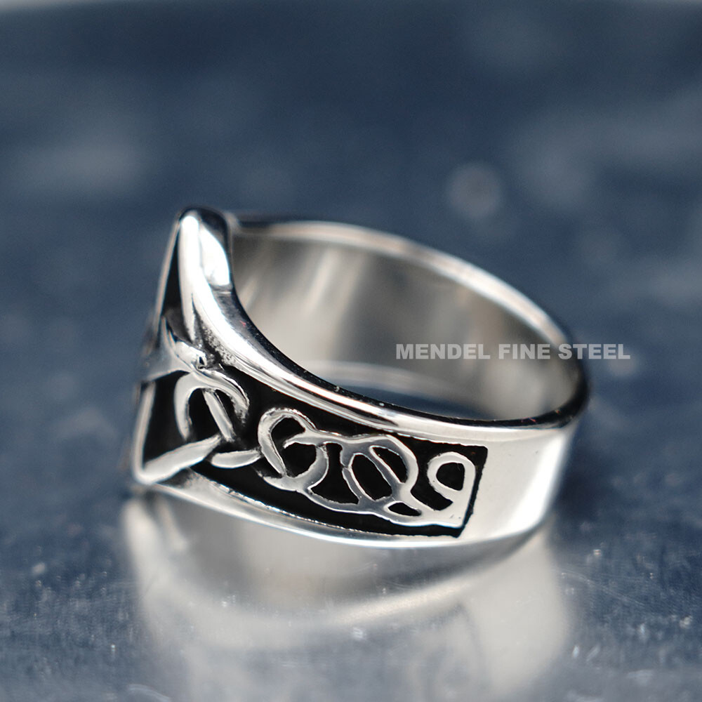 MENDEL Mens Celtic Wiccan Pagan Pentagram Star Ring Stainless Steel Size 7 8-13