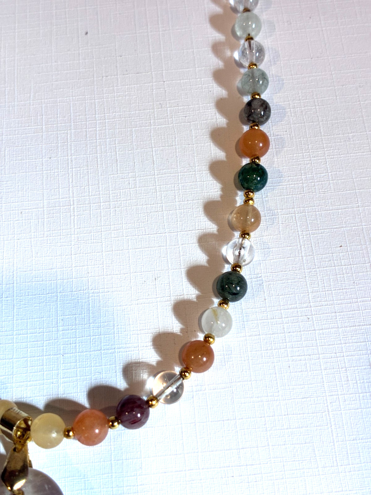 Mix Color Quartz Beaded & Dendritic Opal Pendant Necklace, 21- 23″ long