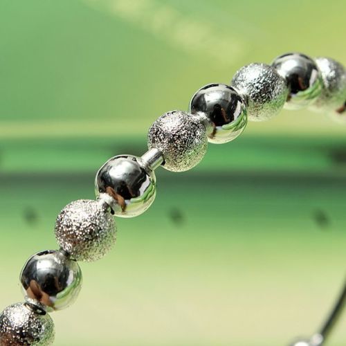 Women Fashion Jewelry 925 Silver Plated Beads Adjustable Cuff Bracelet 18-7