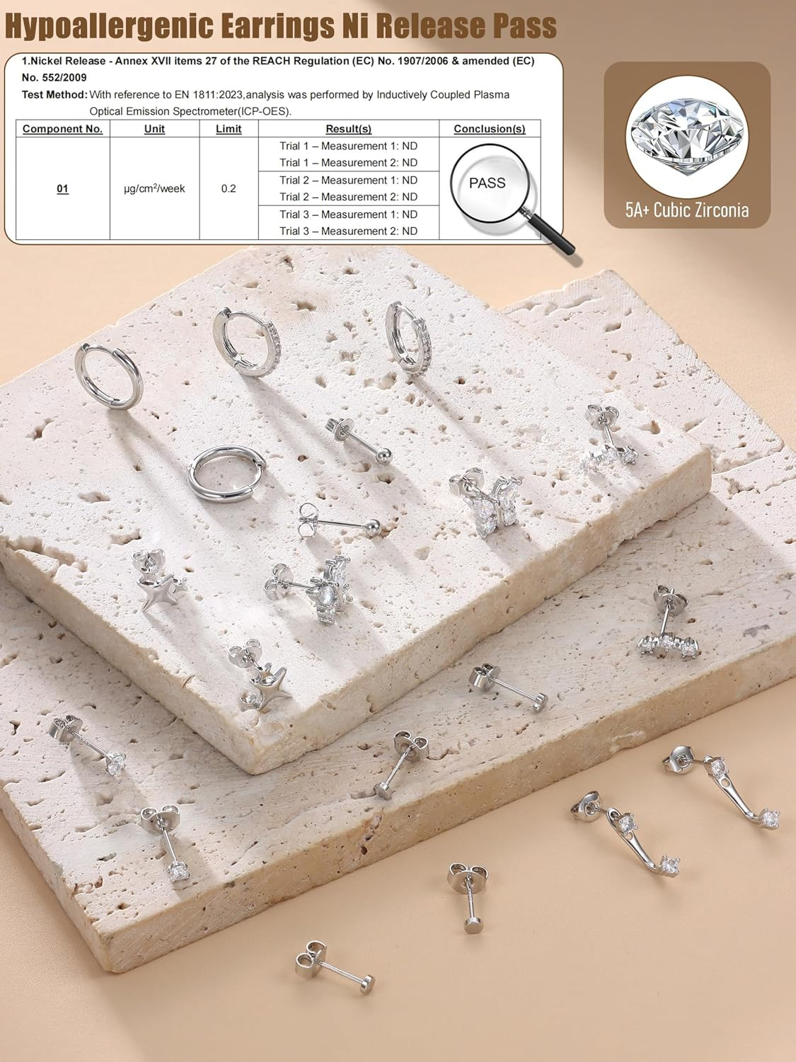 10 Pairs Sterling Silver Stud Earrings for Women Hoop Earrings Set | Hypoallerge