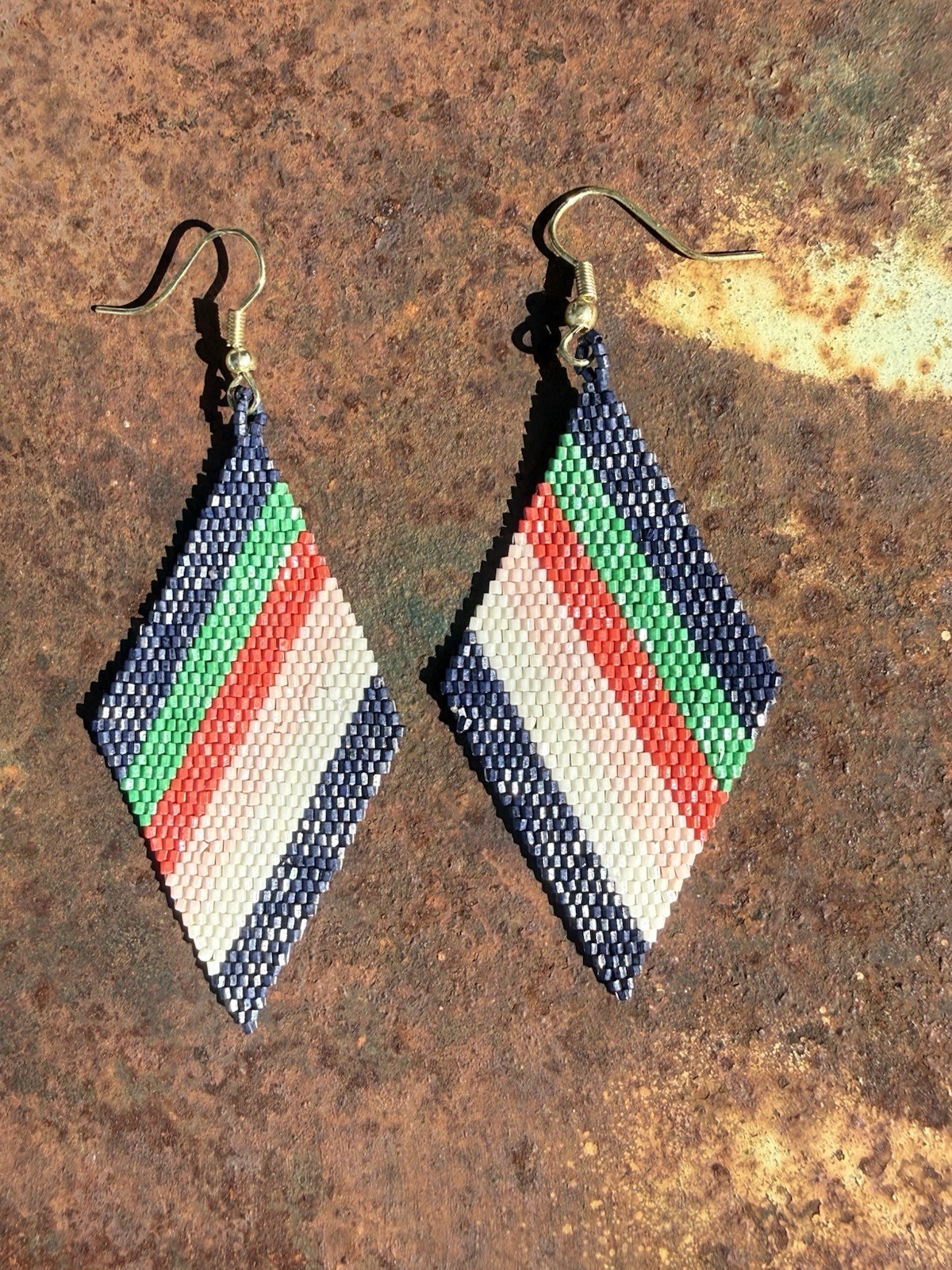 INK+ALLOY Frida Diagonal Uniform Stripe Beaded Earrings | Multicolored | NWOT